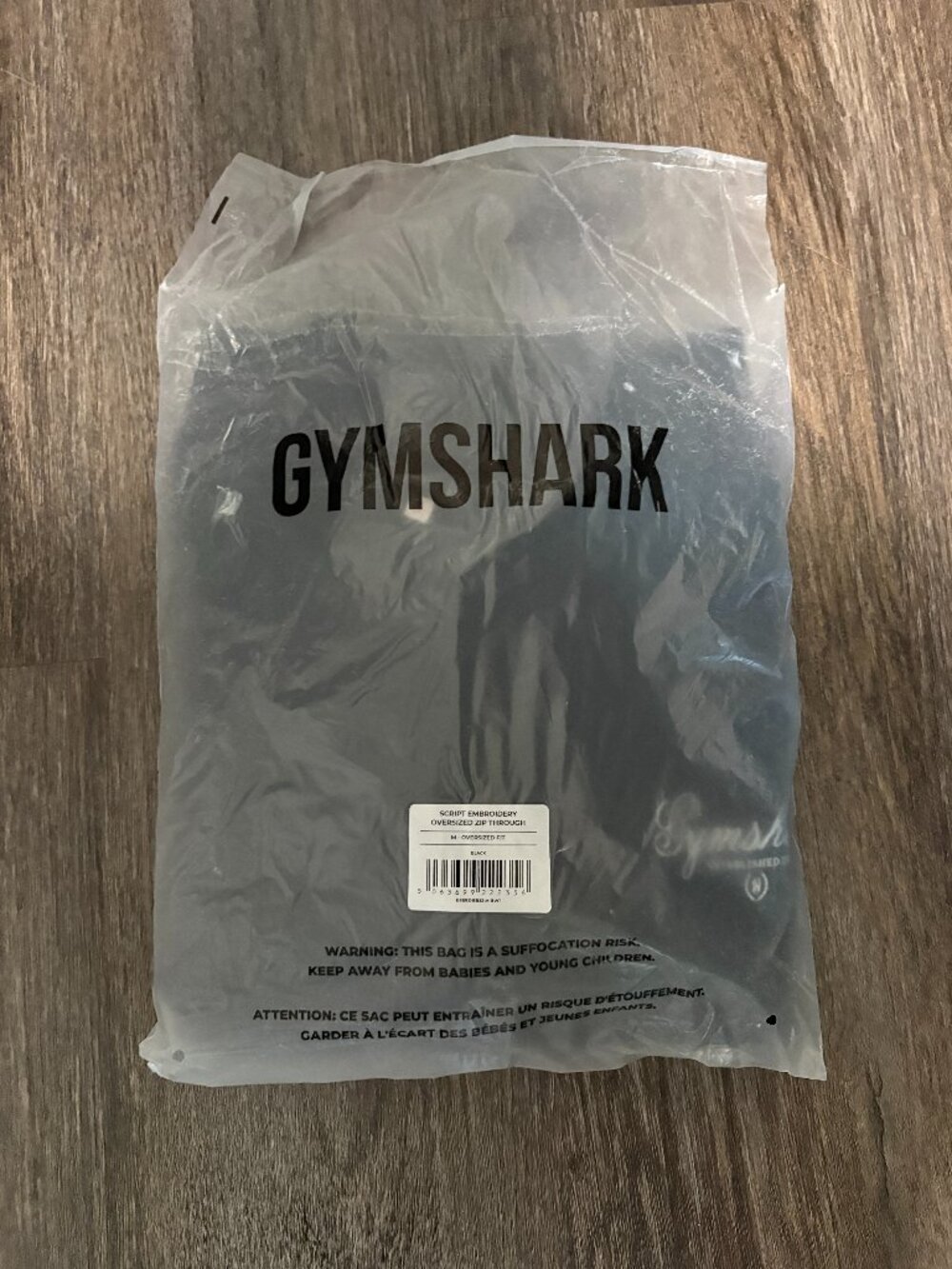 Gymshark Script Embroidery Oversized Zip Through Jacket sz M Black NEW